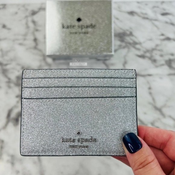 kate spade Handbags - Kate Spade Shimmy Lola Greta Joeley Glitter Card Holder Wallet Silver